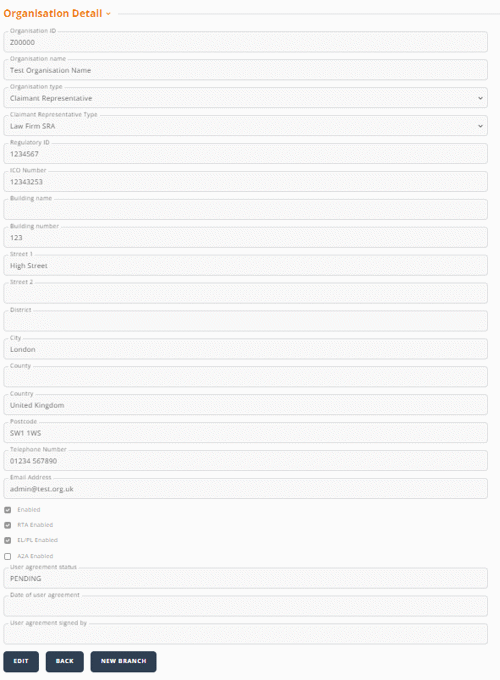 Organisation details