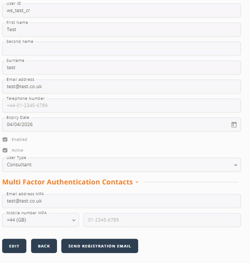 User details