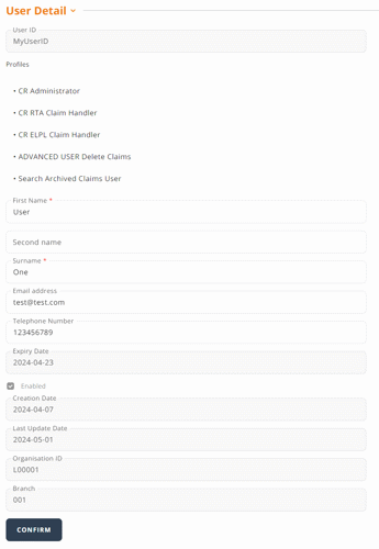 User Details