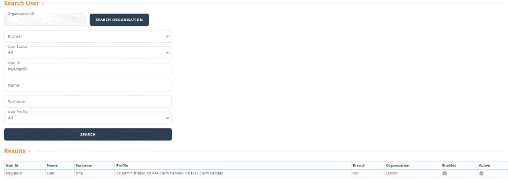 Search user