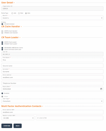 User details